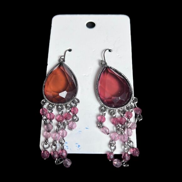 4 Sets Of Fashion Earrings Faux Rhinestones Drop Hanging Silver & Gold Tone, New - Picture 4 of 6